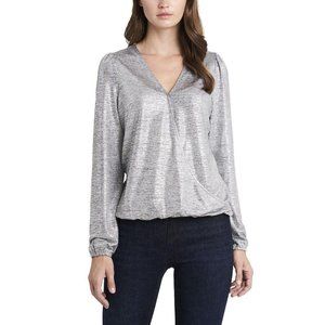 NWT Vince Camuto Blouse Top Large Gold Silver Sparkle